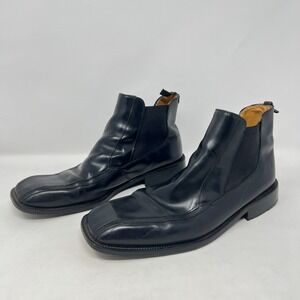 San Remo Platinum Men's Black Leather Boots Size 9-1/2 #11795-SY Made in Spain